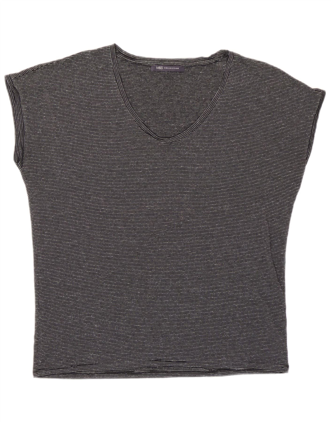 Marks & Spencer Damen-T-Shirt in Übergröße, Gr. 10, Größe S, Schwarz, gestreift