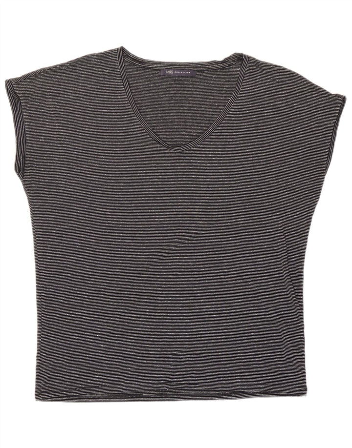 Marks & Spencer Damen-T-Shirt in Übergröße, Gr. 10, Größe S, Schwarz, gestreift