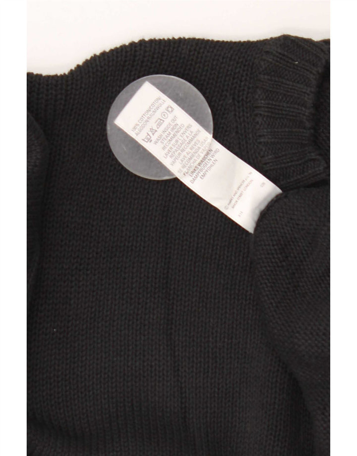 Marks & Spencer Herren-Pullover mit Rundhalsausschnitt, Größe L, aus schwarzer Baumwolle