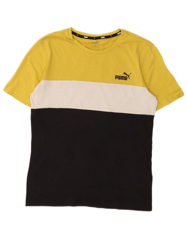 Puma Herren-T-Shirt-Oberteil, klein, mehrfarbig, Colourblock-Baumwolle