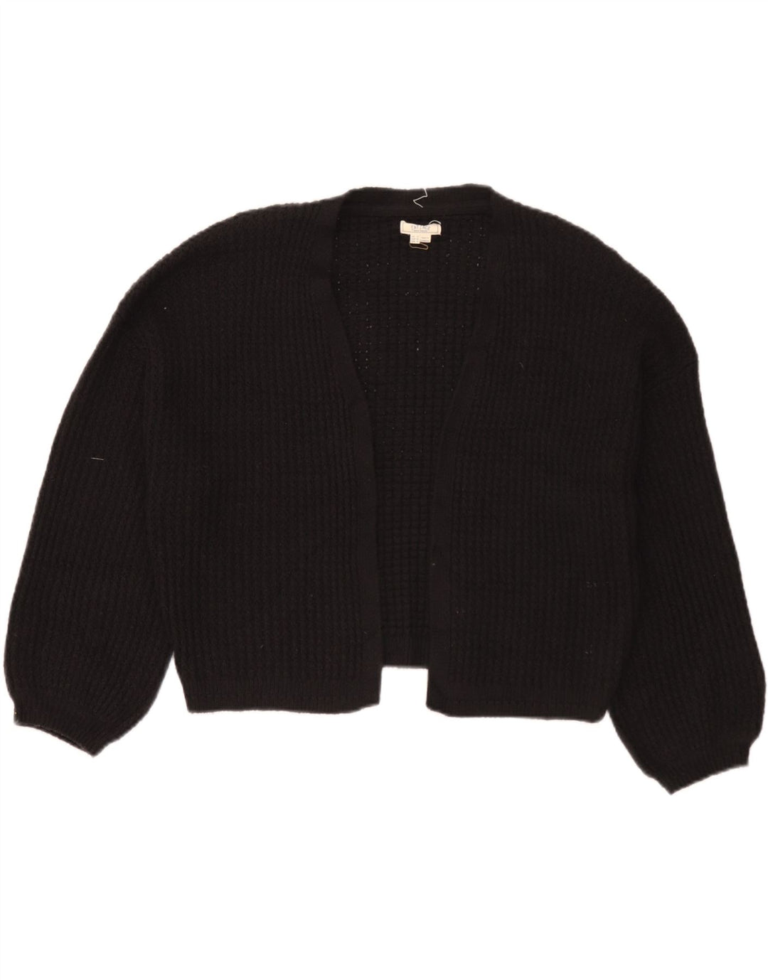 Fat Face Damen-Strickjacke, übergroß, kurz, offen, Gr. 14, Schwarz