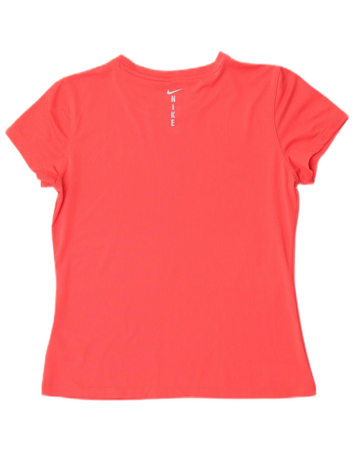 Nike Damen Dri Fit Crop T-Shirt Top UK 14 Large Pink Polyester