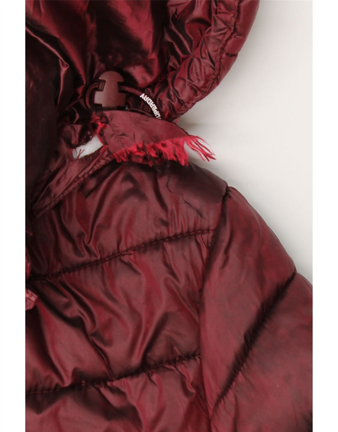 Superdry Damen-Kapuzenjacke, wattiert, UK 14, Mittel-Burgund-Nylon