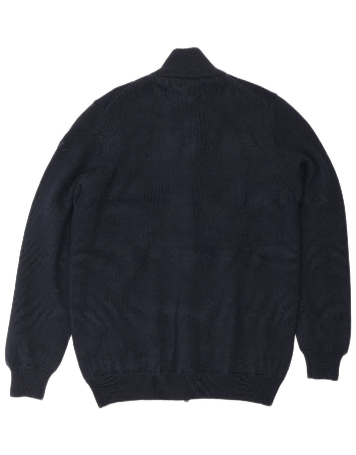 Lyle & Scott Herren-Strickjacke aus mittelblauer Wolle in Marineblau