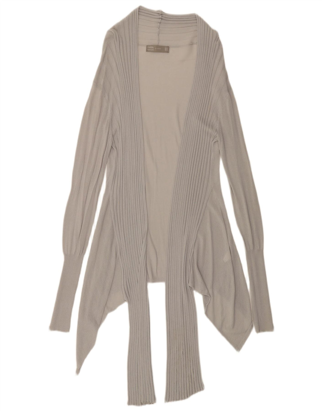 Zara Damen Longline Durchsichtiges Cardigan-Oberteil UK 12 Mittelgraue Viskose