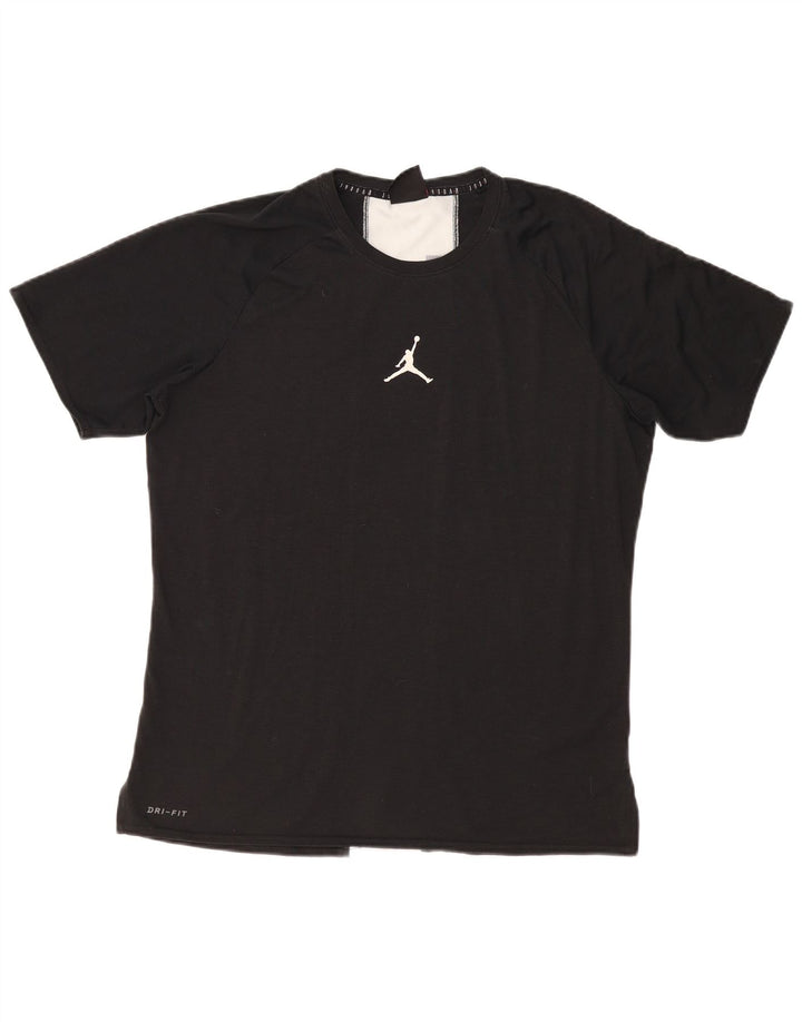 Jordan Herren-T-Shirt mit Dri-Fit-Grafik, groß, schwarzes Farbblock-Polyester