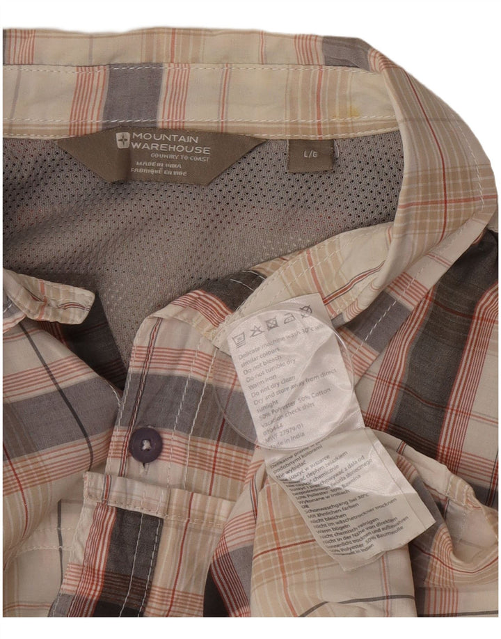 Mountain Warehouse Herren-Kurzarmhemd, groß, beige kariert, Polyester