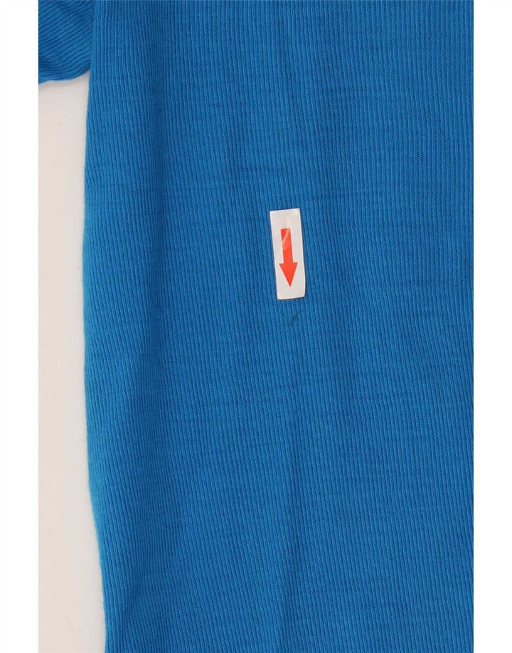 Vintage Herren Rugby-Poloshirt mit Grafik, langärmelig, Mittelblau