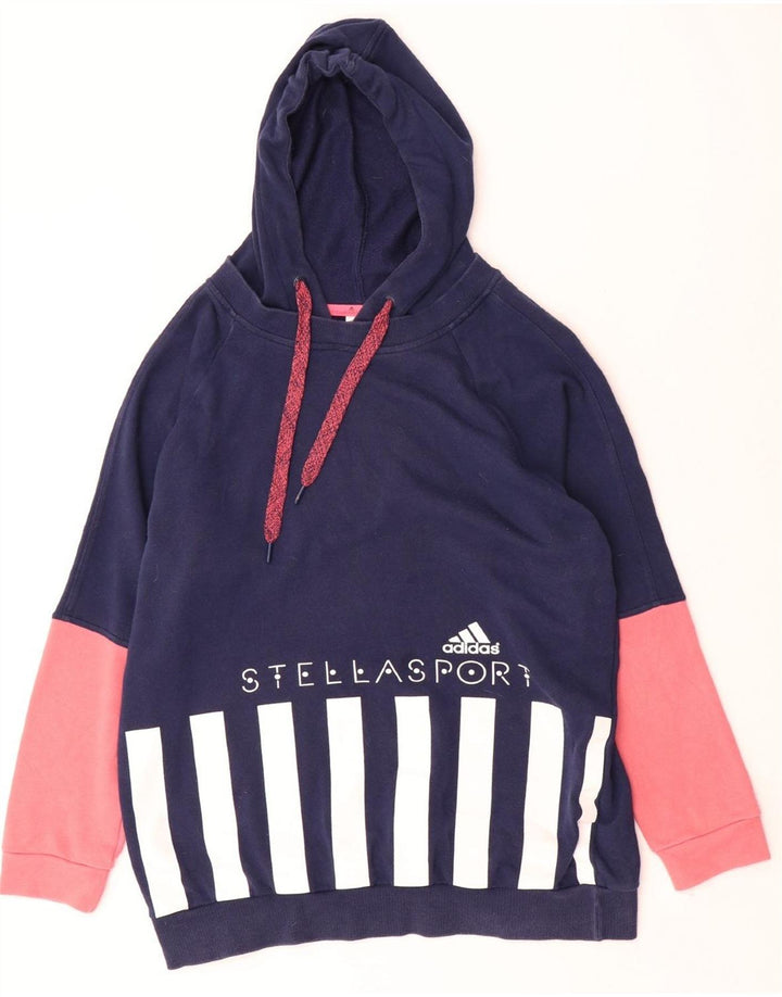 ADIDAS Damen Climalite Übergroßer Kapuzenpullover UK 12 Medium Marineblau