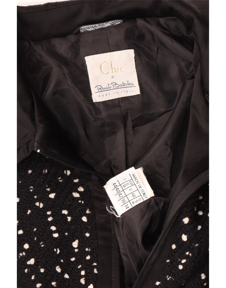 RENATO BALESTRA Damen Bolerojacke IT 44 Mittelschwarz gesprenkelte Wolle