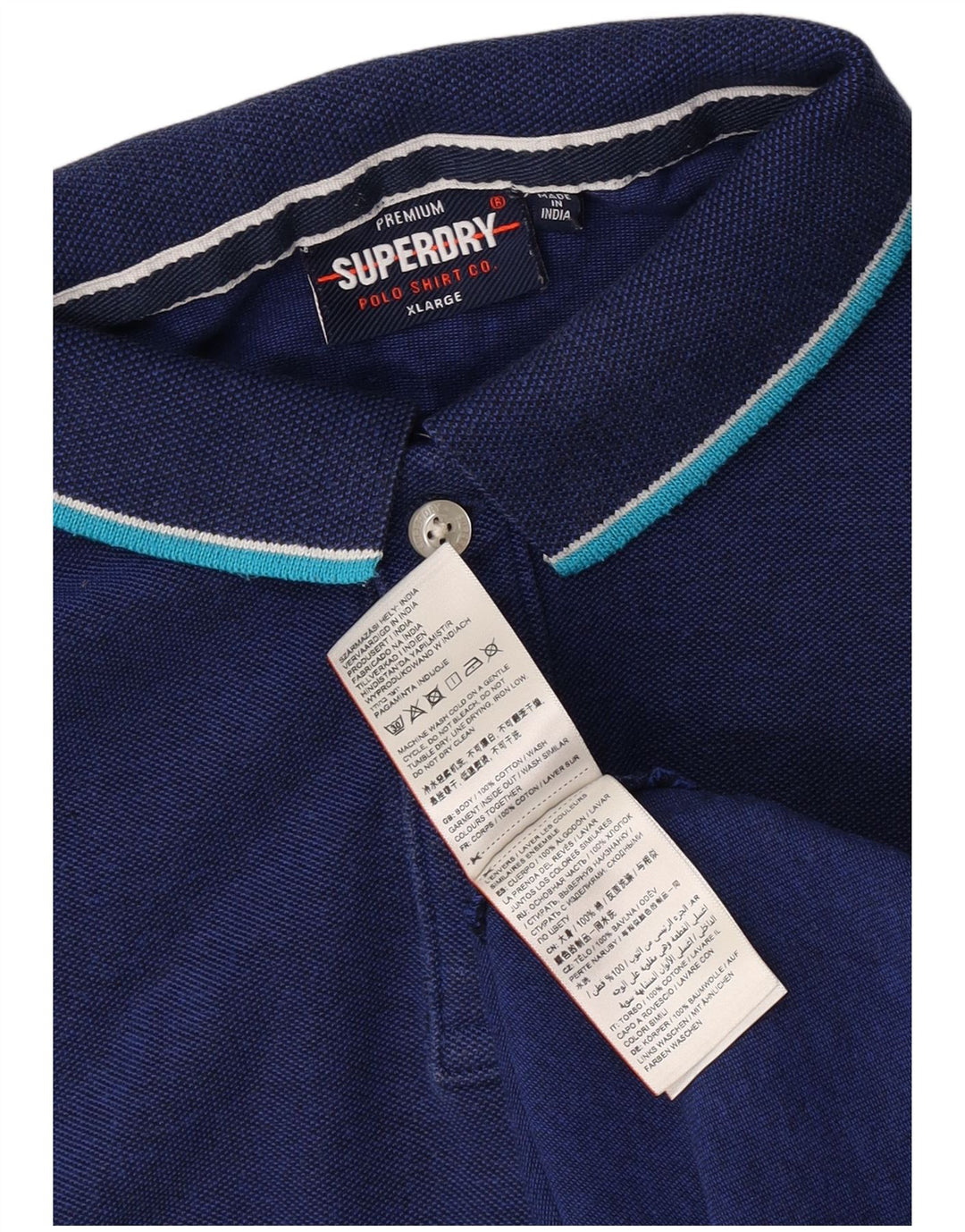 Superdry Herren-Poloshirt XL aus blauer Baumwolle