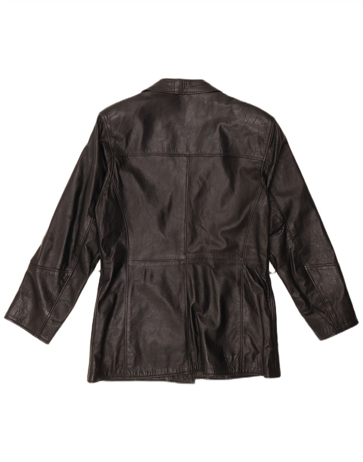 VINTAGE Damen Lederjacke UK 14 Medium Schwarz