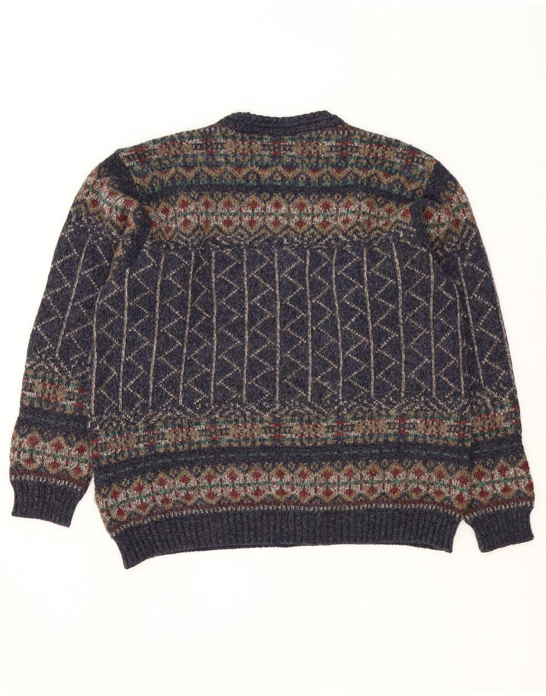 Marks & Spencer Herren-Pullover mit Rundhalsausschnitt, mittleres Marineblau, Fair Isle-Muster