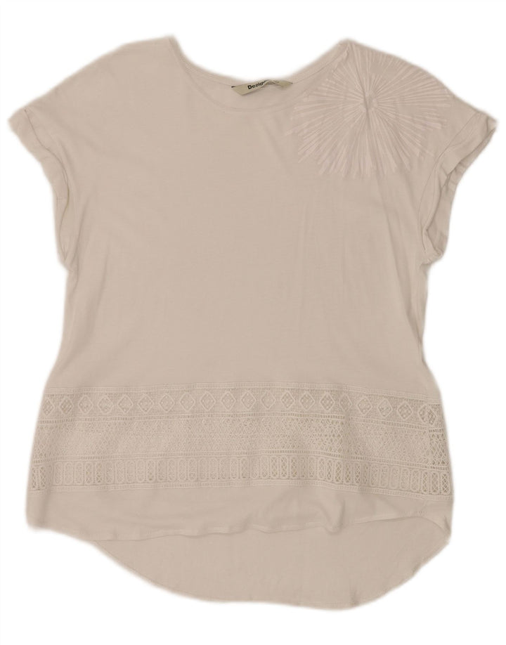 DESIGUAL Grafik-Blusenoberteil für Damen, UK 12, Mittelweiß, geometrisch