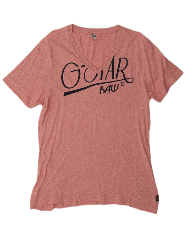 G-Star Herren Grafik T-Shirt Top XL Rosa Baumwolle