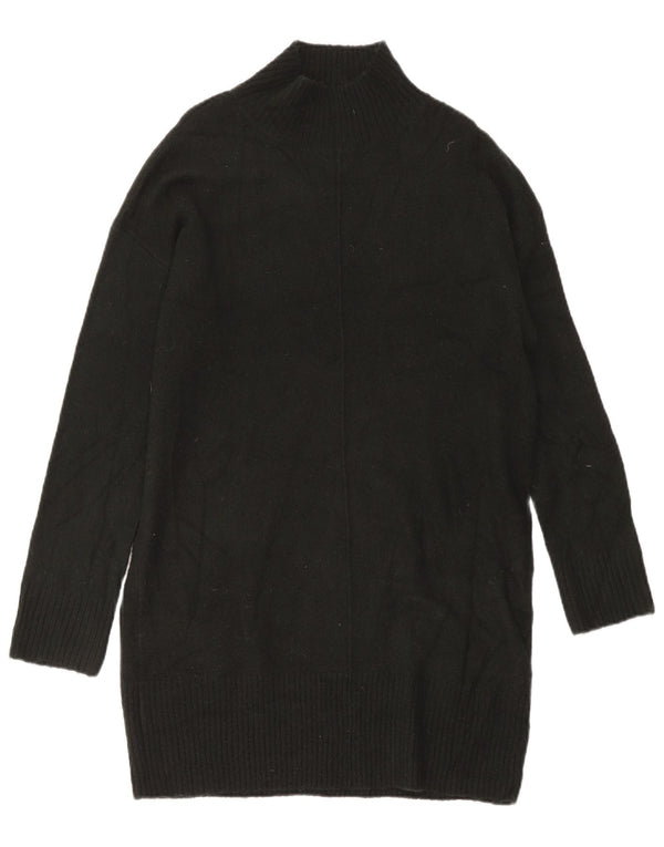 Oasis Langärmliges, übergroßes Pulloverkleid für Damen, UK 14, Mittelschwarz, Acryl