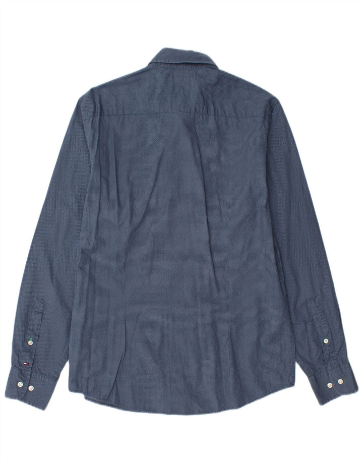 TOMMY HILFIGER Herren-Slim-Fit-Hemd aus mittelblau gepunkteter Baumwolle