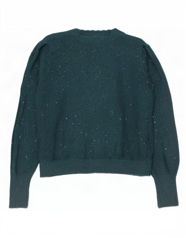 Fat Face Damen-Pullover, übergroß, V-Ausschnitt, Gr. 10, Größe S, grün meliert