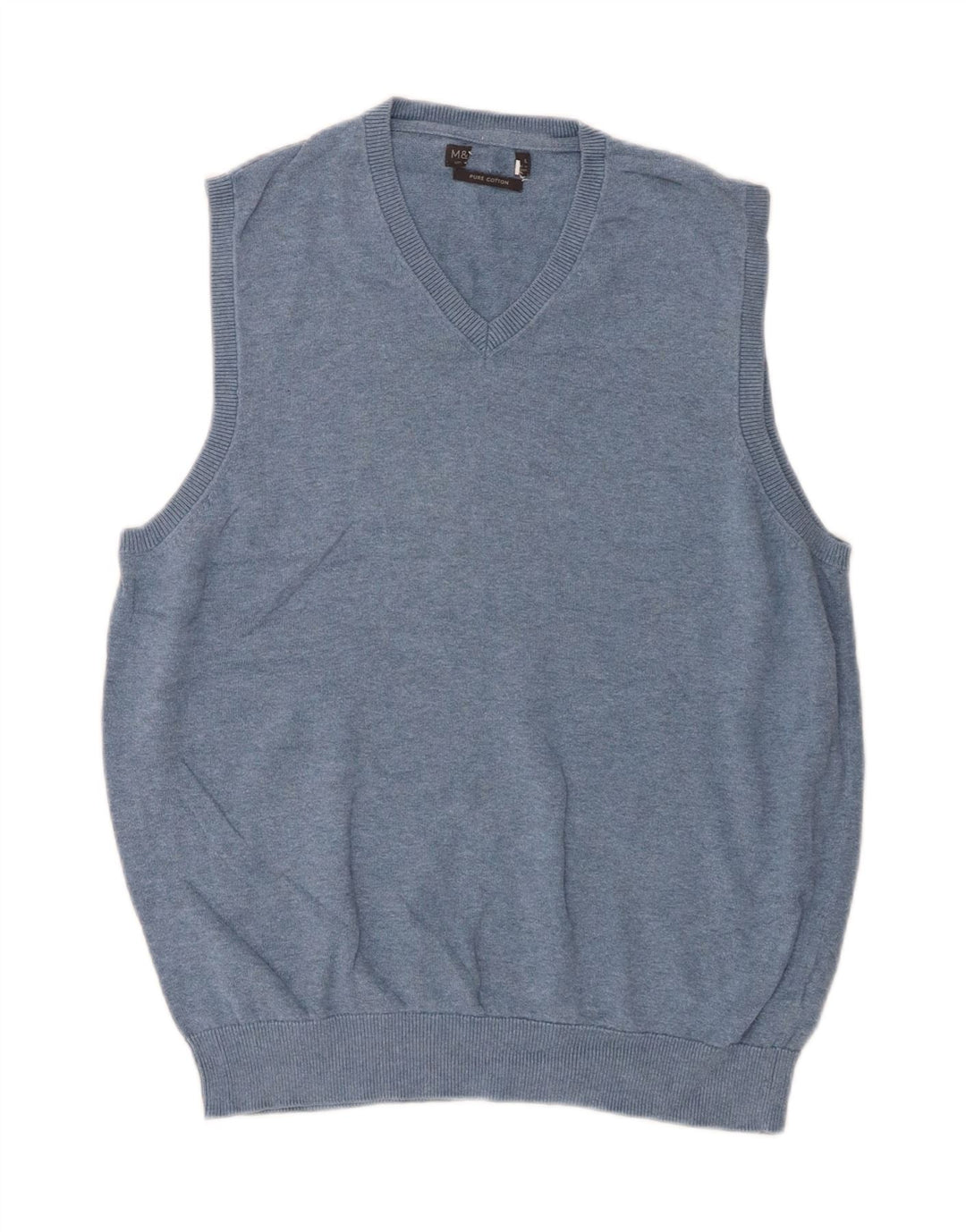 Marks & Spencer Herren-Weste, Tanktop, groß, aus blauer Baumwolle