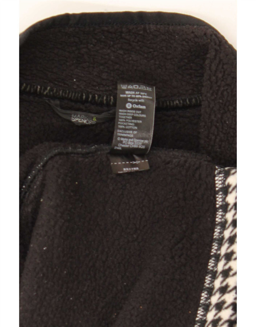 Marks & Spencer Sherpa-Fleecejacke für Damen, Gr. 12, mittelschwarz, Hahnentrittmuster