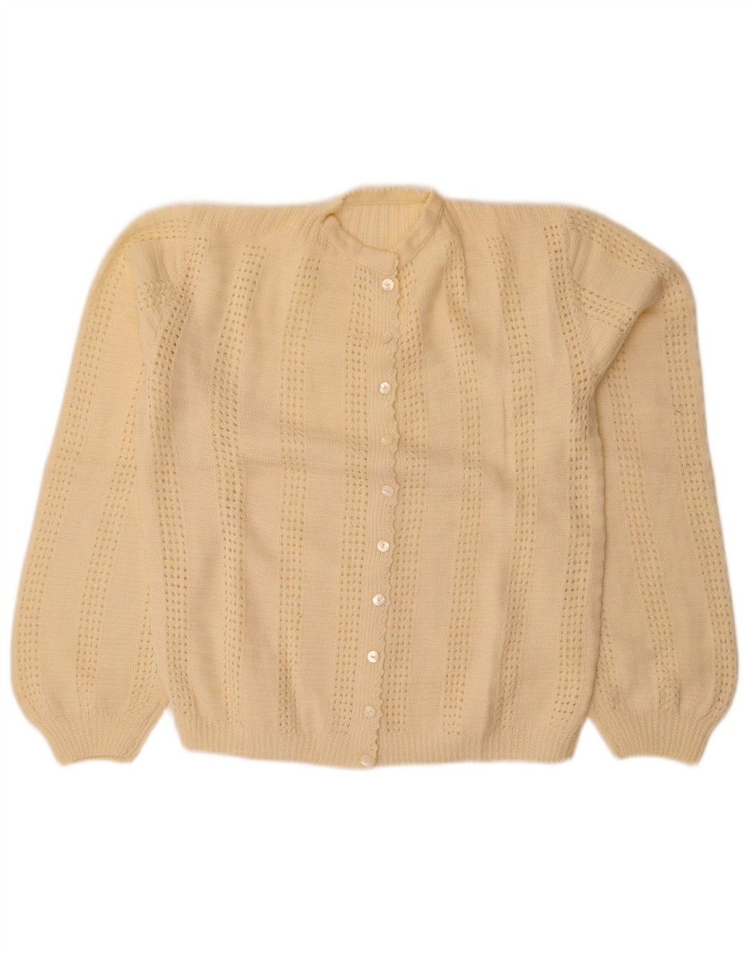 Vintage Damen Cardigan Pullover UK 14 Large Off White