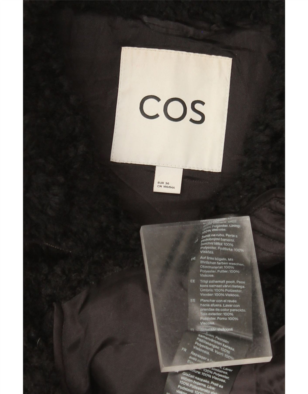 Cos Damen Übergroße Kunstpelzweste EU 36 Small Schwarz Polyester