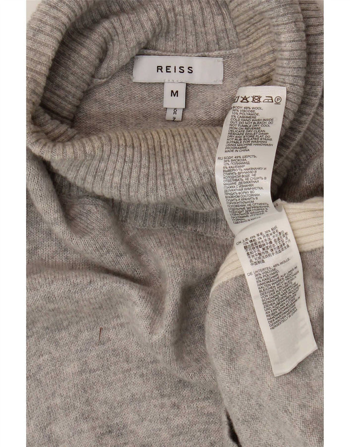 Reiss Herren-Pullover mit Rollkragen, mittelgraue Wolle in Blockfarben