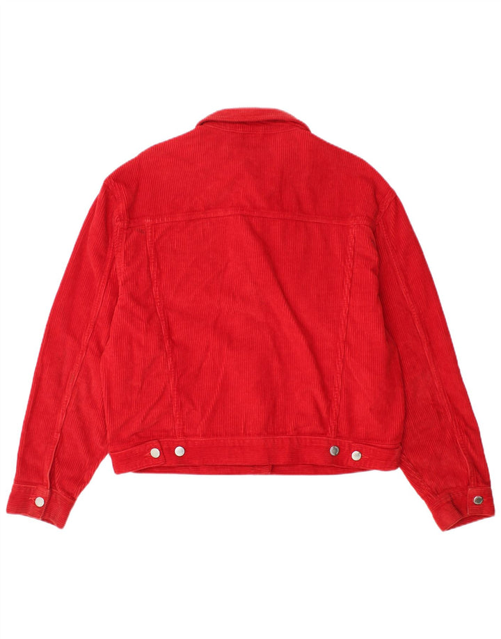 Topshop Damen Übergroße Cordjacke UK 10 Small Rote Baumwolle