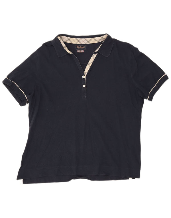 Barbour Damen Poloshirt UK 18 XL Marineblau Baumwolle