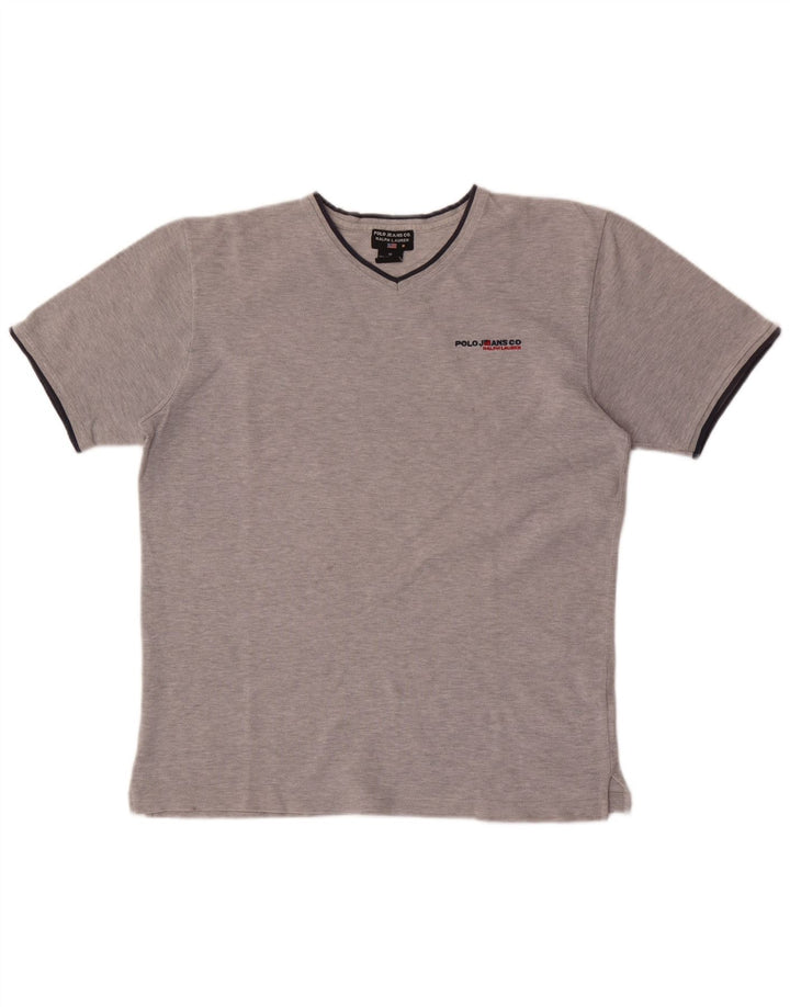 Ralph Lauren Herren-T-Shirt-Oberteil aus mittelgrau gefleckter Baumwolle