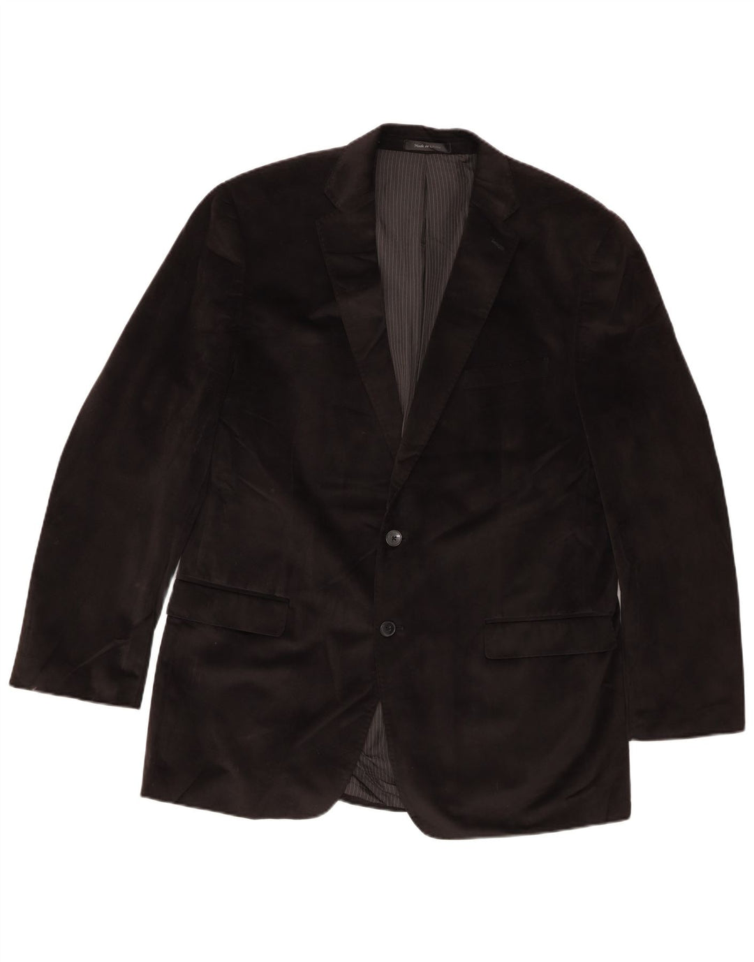 Vintage Herren lange 2-Knopf-Blazer-Jacke UK 44 2XL Schwarz Polyester