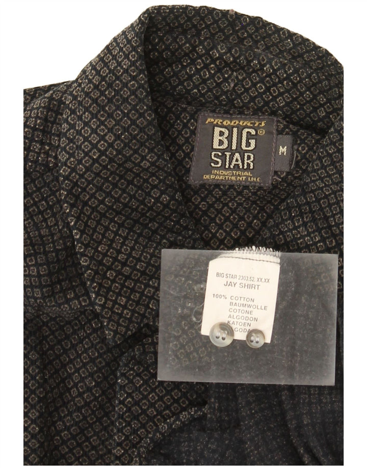 Big Star Herrenhemd Mittelschwarze geometrische Baumwolle
