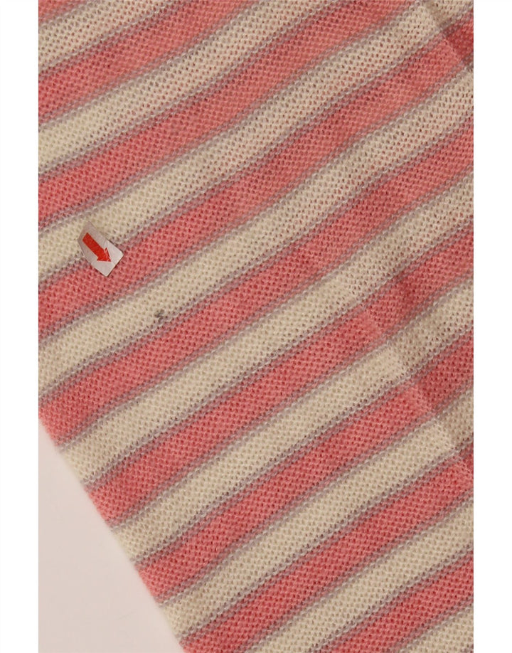 VINTAGE Damen-Pullover mit U-Boot-Ausschnitt, UK 14, Mittelrosa, Farbblock