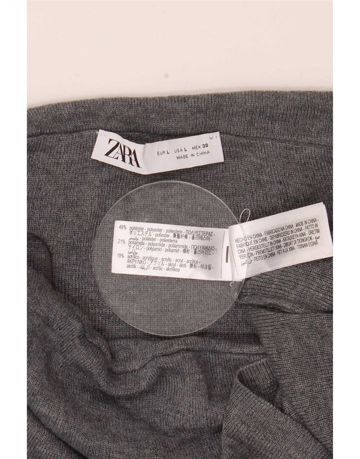 Zara Rollkragenpullover für Damen, UK 14, großes graues Polyester