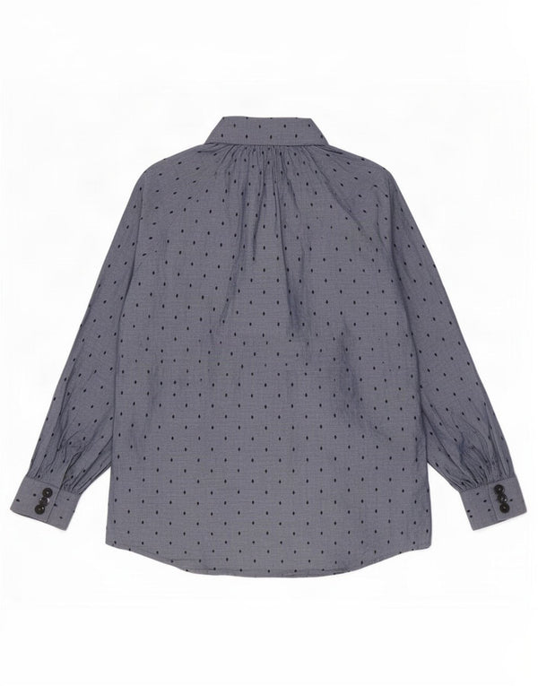 Massimo Dutti Damen Hemdbluse EU 40 Mittelblaue geometrische Baumwolle