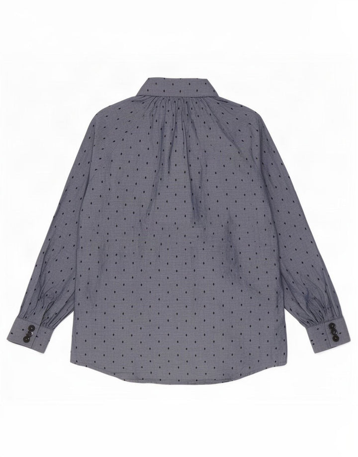 Massimo Dutti Damen Hemdbluse EU 40 Mittelblaue geometrische Baumwolle