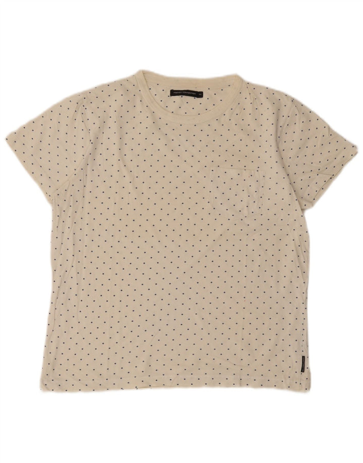 French Connection Herren-T-Shirt-Oberteil, mittelgroß, cremefarben gepunktet