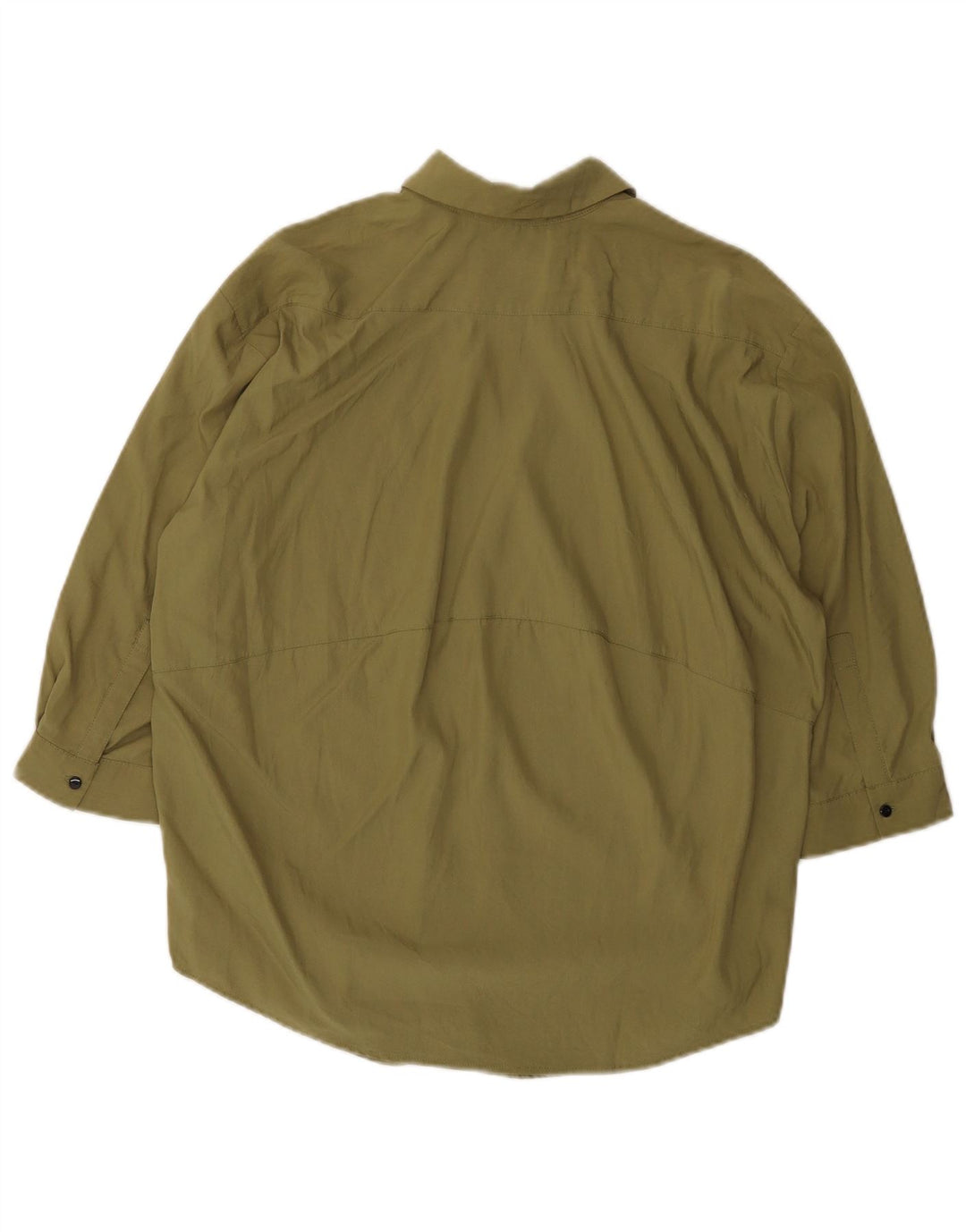 Zara Damen 3/4-Ärmel-Übergroßes Pullover-Hemd UK 6 XS Khaki Lyocell