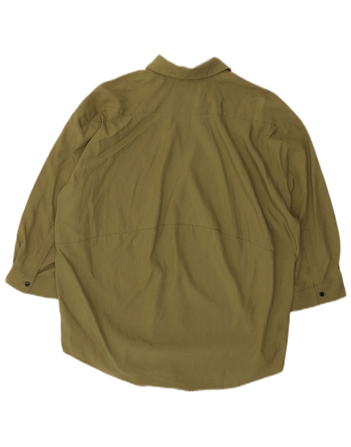 Zara Damen 3/4-Ärmel-Übergroßes Pullover-Hemd UK 6 XS Khaki Lyocell