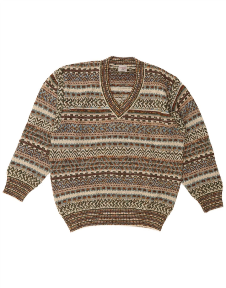 CONBIPEL Herren-Pullover mit V-Ausschnitt IT 50 Medium Mehrfarbig Fair Isle