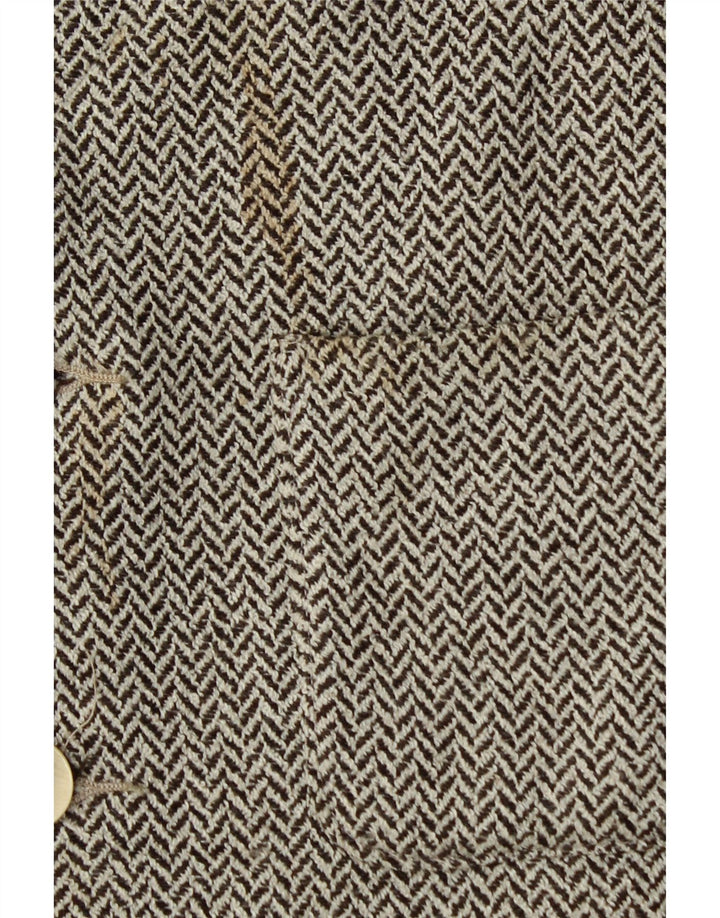 Ted Baker Herren-Weste, normale Passform, Größe 4, groß, graues Fischgrätenmuster