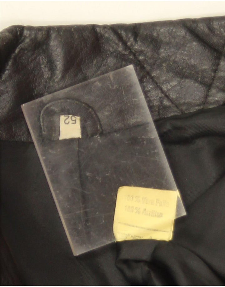 Vintage Herren Lederjacke IT 52 XL Schwarzes Leder