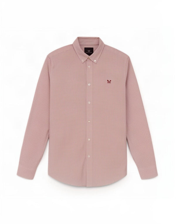 Crew Clothing Herren Slim-Fit-Hemd aus mittelroter Karo-Baumwolle
