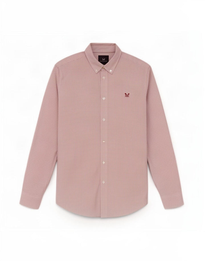 Crew Clothing Herren Slim-Fit-Hemd aus mittelroter Karo-Baumwolle