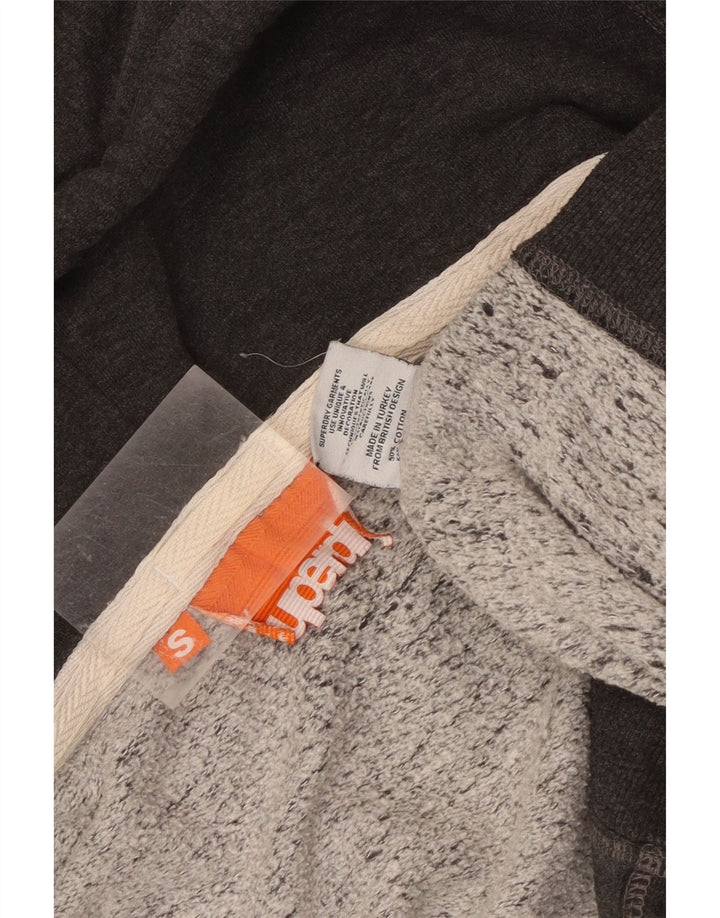Superdry Herren-Kapuzenpullover mit Reißverschluss, Größe S, graue Baumwolle