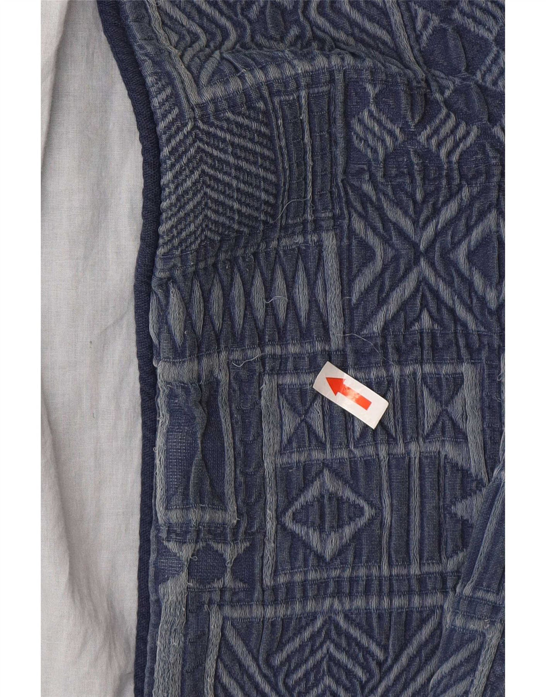 Zara Womens Open Overcoat UK 16 Large Marineblaue geometrische Baumwolle