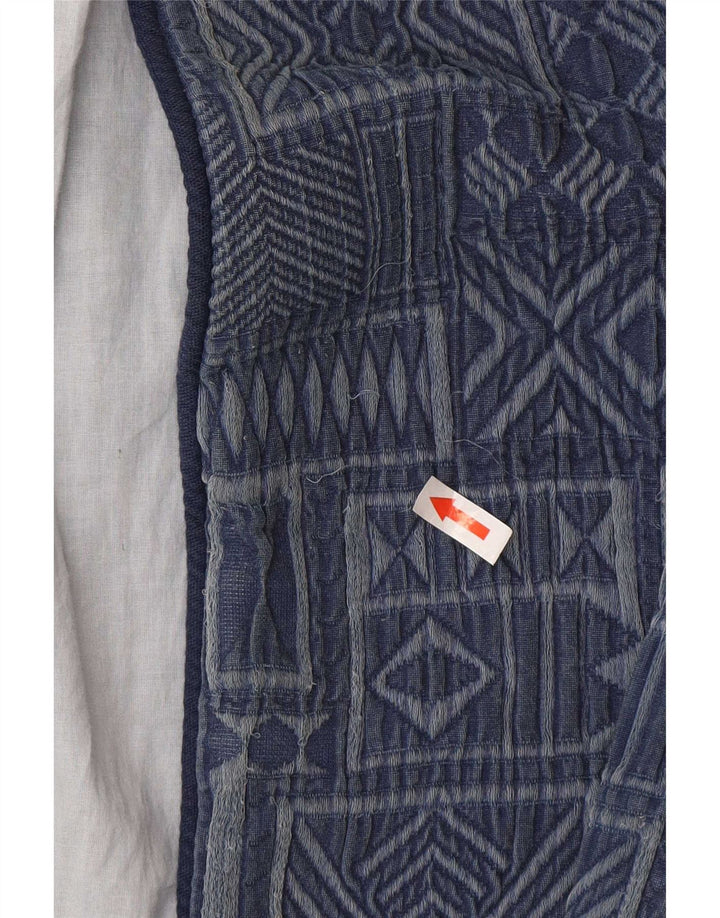 Zara Womens Open Overcoat UK 16 Large Marineblaue geometrische Baumwolle
