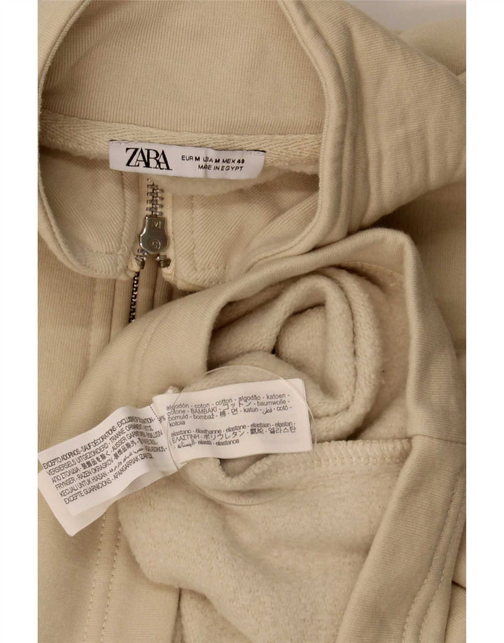 Zara Herren-Sweatshirt mit grafischem Reißverschluss, mittelbeige Baumwolle