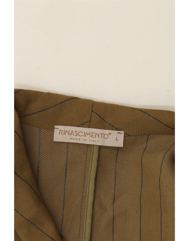 Rinascimento Damen Blazer, ärmellos, Gr. 14, groß, Khaki, gestreift
