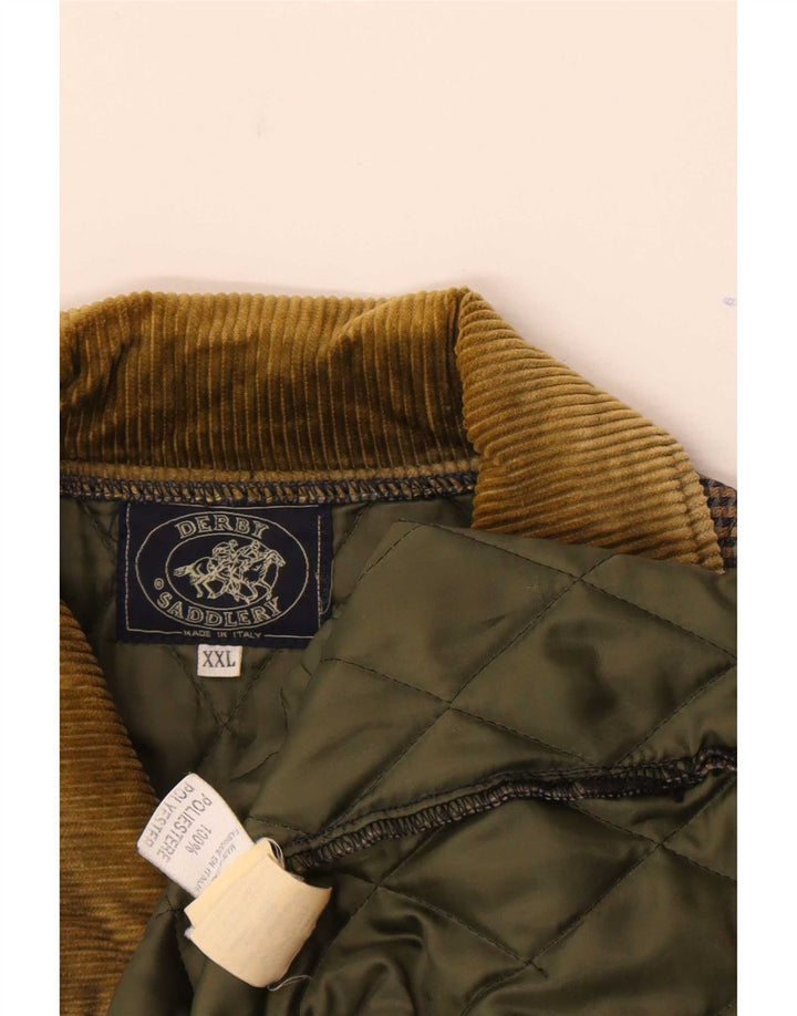 Vintage Herren Steppjacke UK 44 2XL Braunes Hahnentritt-Polyester